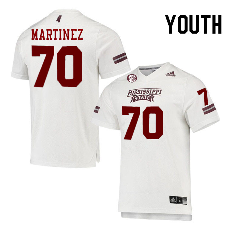 Youth #70 Marlon Martinez Mississippi State Bulldogs College Football Jerseys Stitched-White